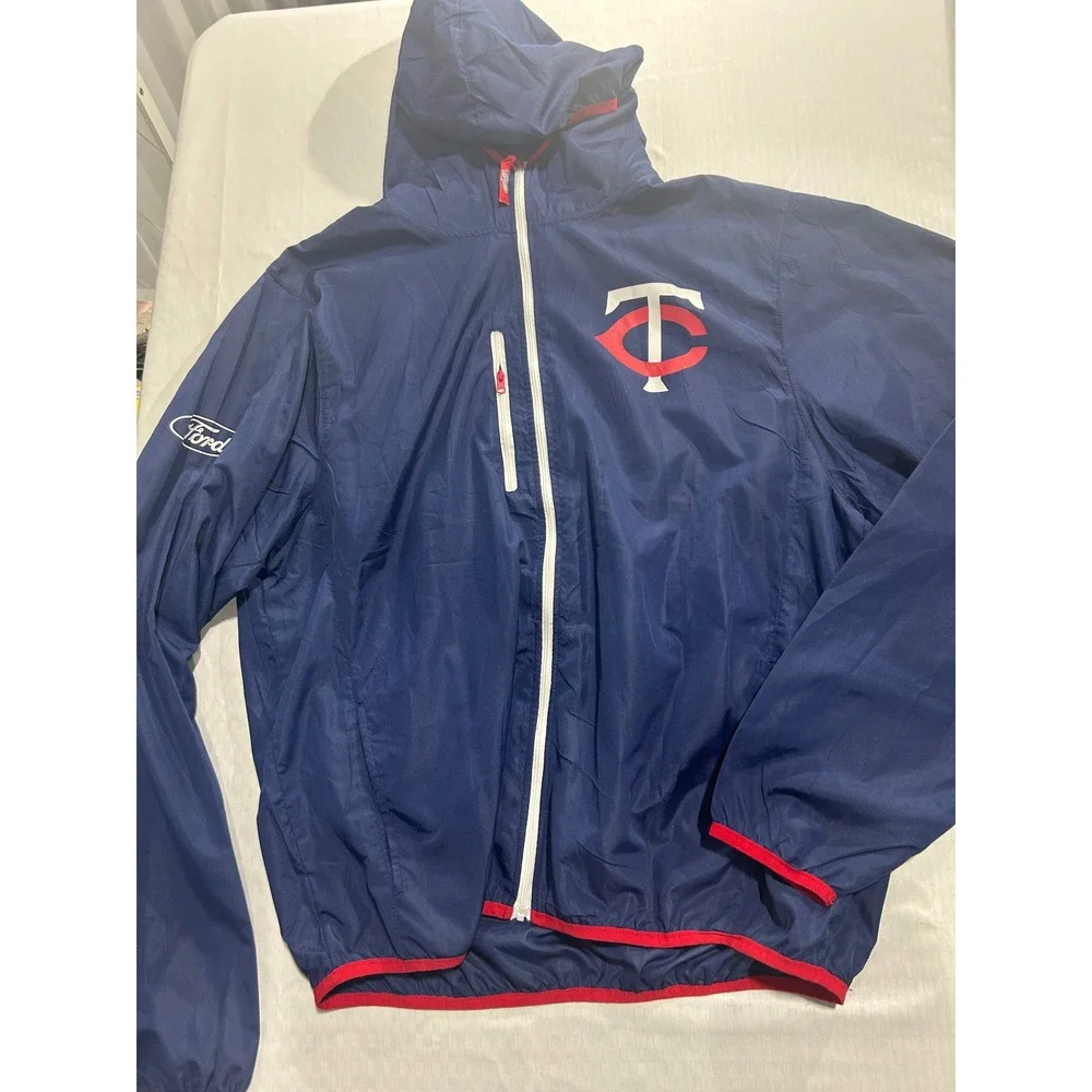 Minnesota Twins Success Brands Hooded Windbreaker Jacket Navy Blue Mens XL MLB